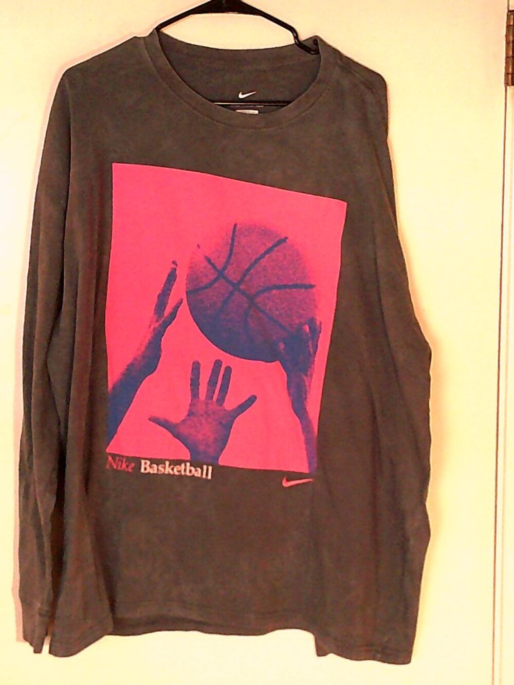 NEW NIKE BASKETBALL "M90 WashedJumpball LS Tee" MENS GREY T-SHIRT 2XL HJ3339-060
